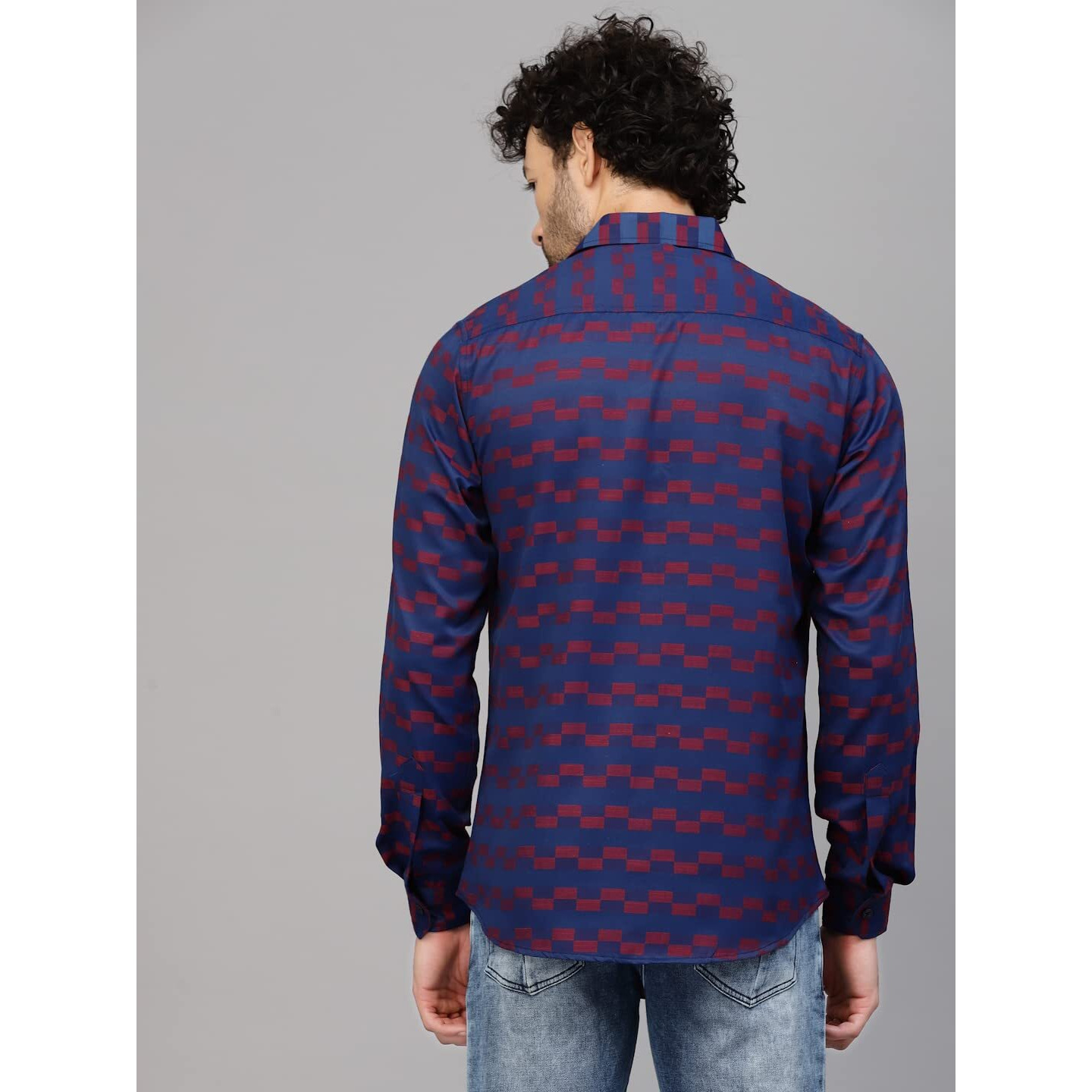 KLOSIA Men's Printed Casual Shirts (Medium, Purple)