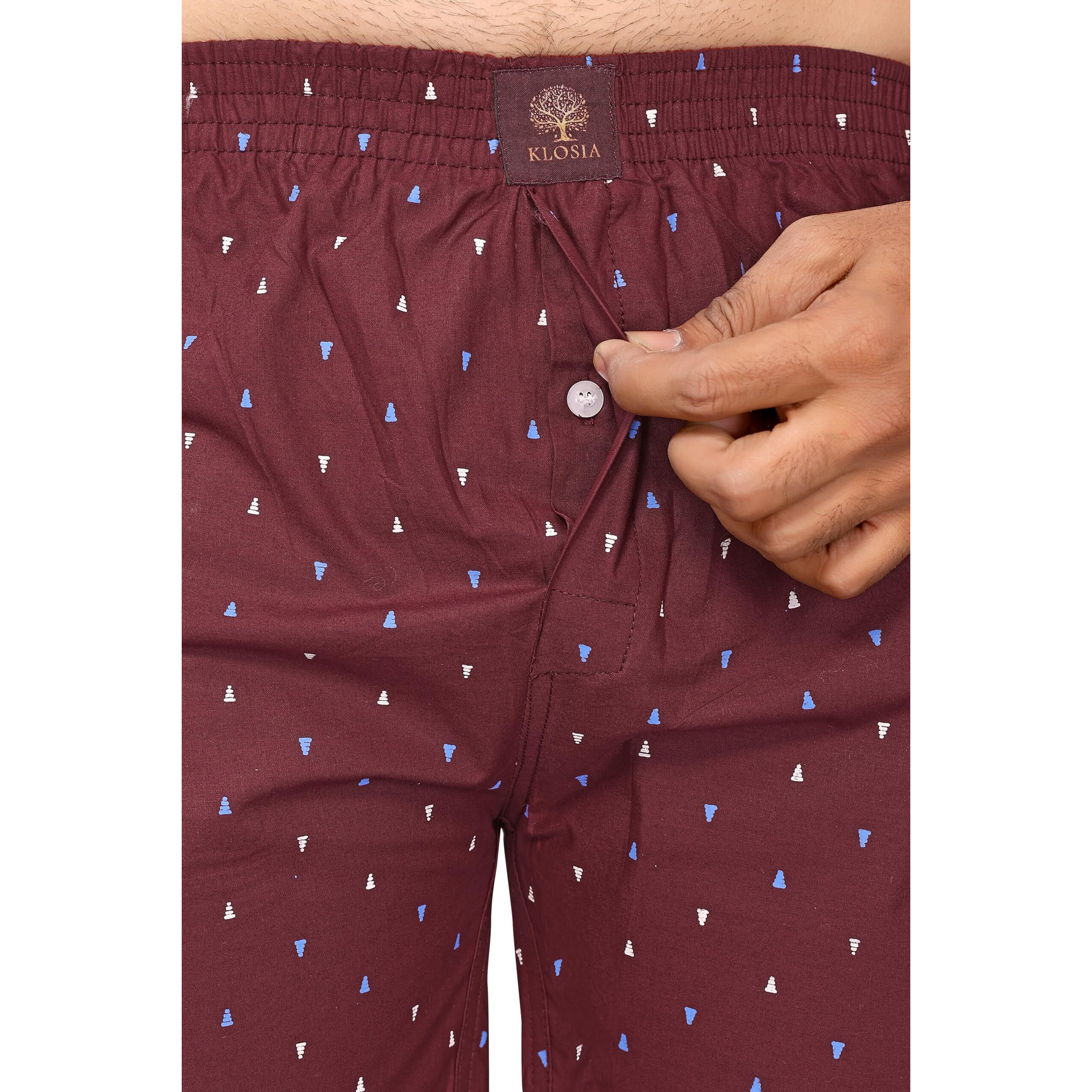 KLOSIA Men's Cotton Printed Regular Boxer Shorts