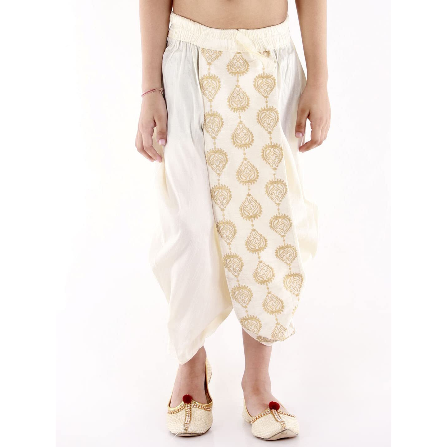 VASTRAMAY Boys' Cream Traditional Embroidered Dhoti_VASBDT005CR_28