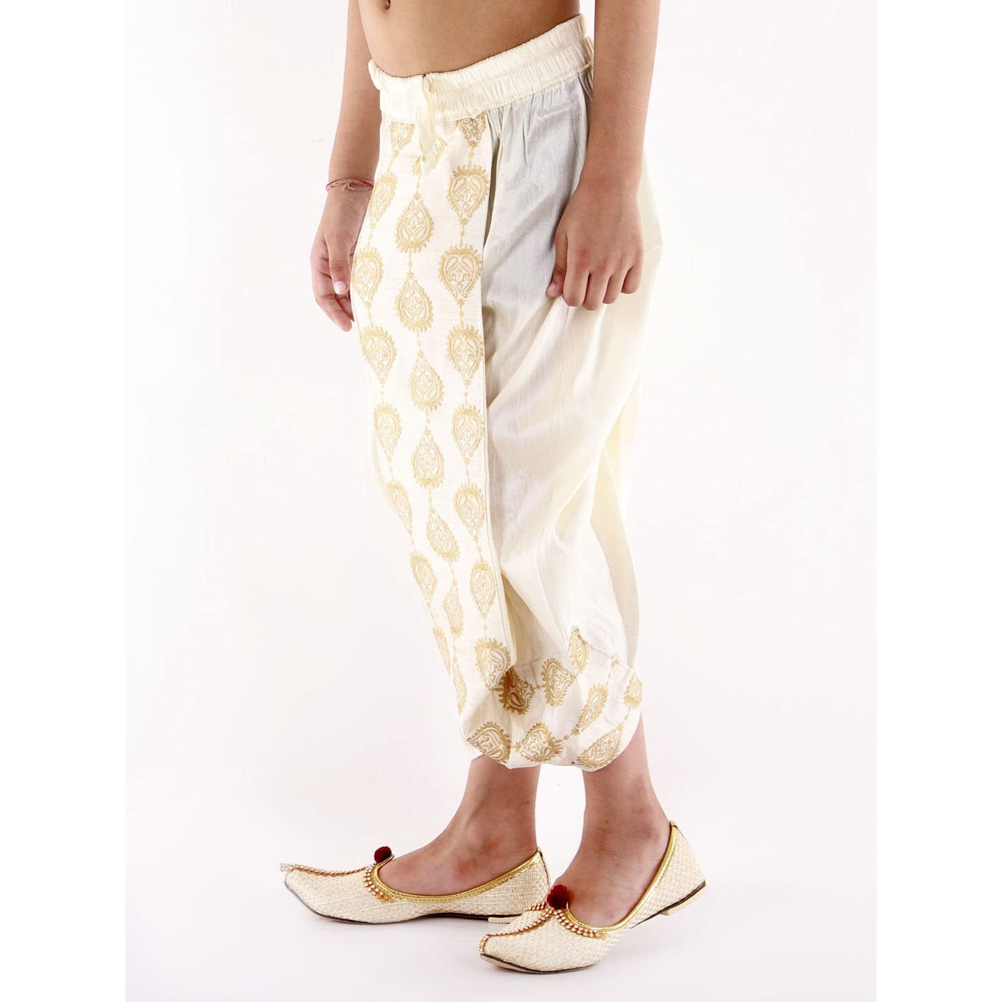 VASTRAMAY Boys' Cream Traditional Embroidered Dhoti_VASBDT005CR_28