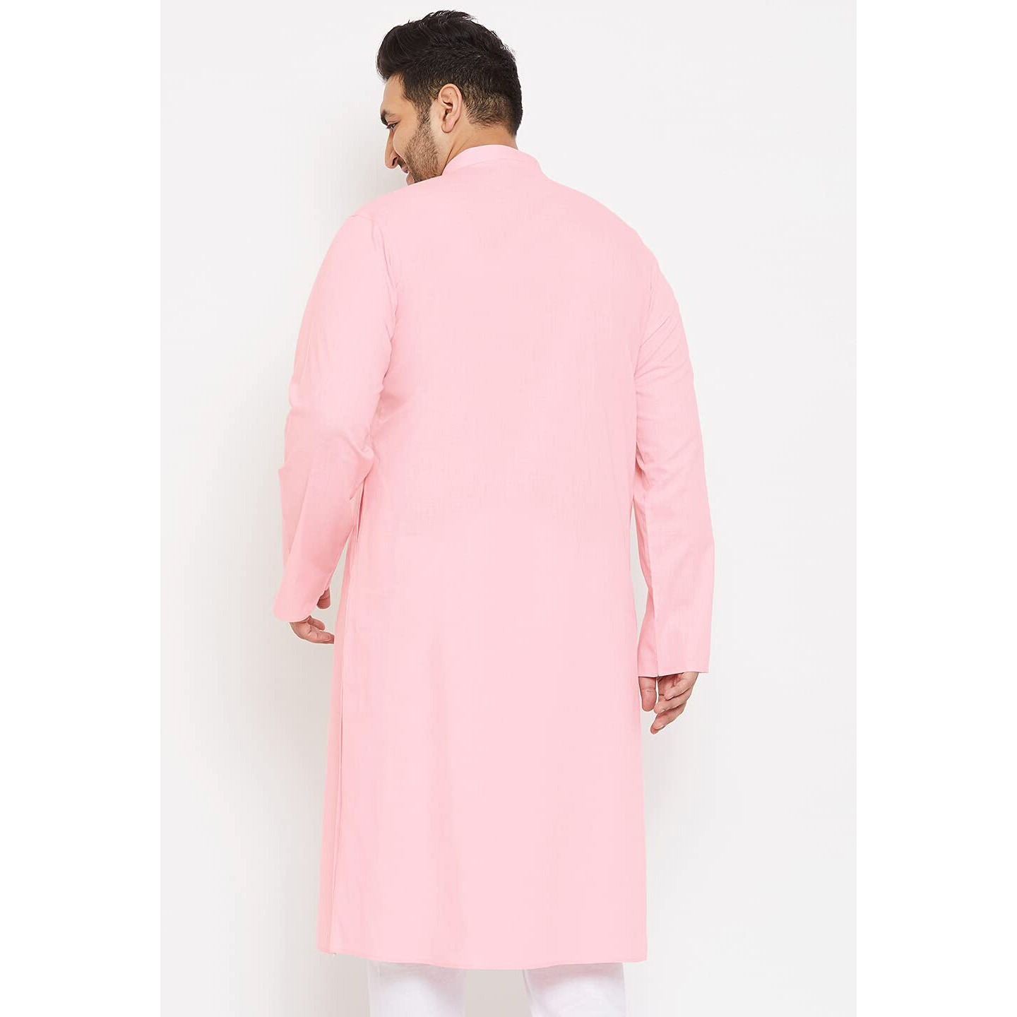 VASTRAMAY Plus Mens Cotton Blend Pink Kurta - Timeless Elegance for Festivals & Events_VPLUSMK007PN_44