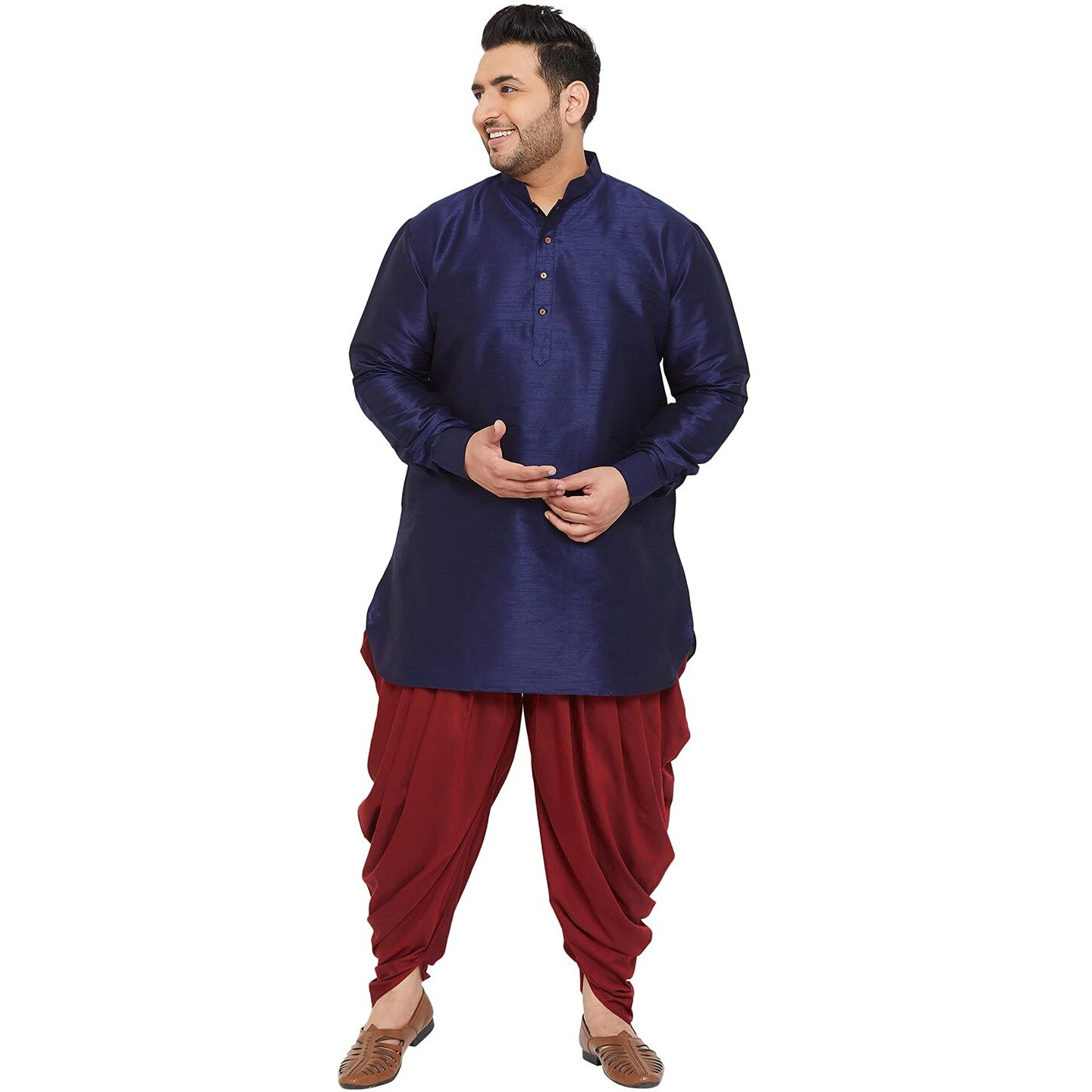 VASTRAMAY Plus Men's Aqua Blue Silk Blend Kurta (VPLUSMK001AQ_44)