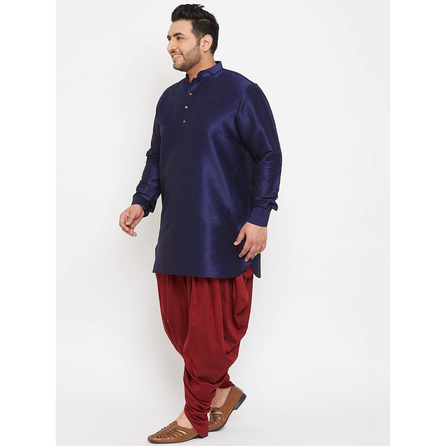 VASTRAMAY Plus Men's Aqua Blue Silk Blend Kurta (VPLUSMK001AQ_44)