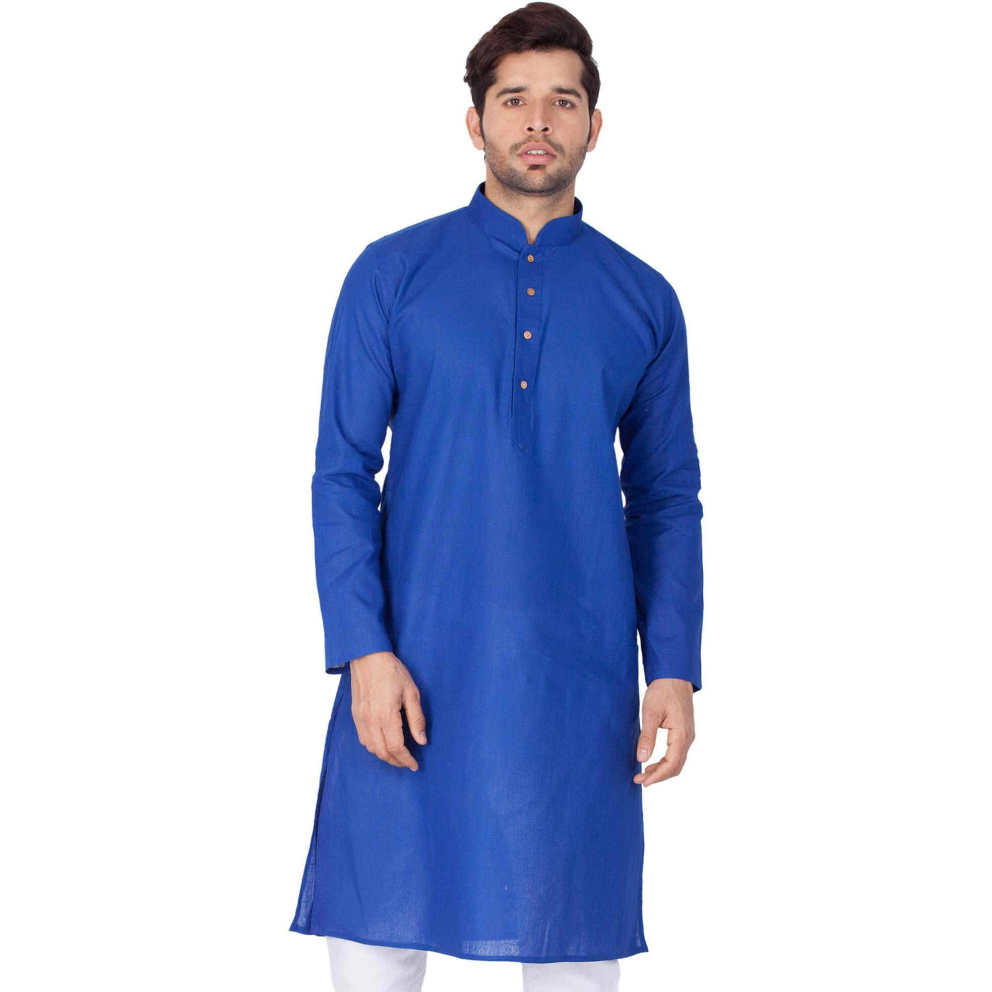 VASTRAMAY Men's Cotton Linen Kurta, Solid Design, Comfortable Fit for Casual, Ideal for Weddings, Parties, and Celebrations