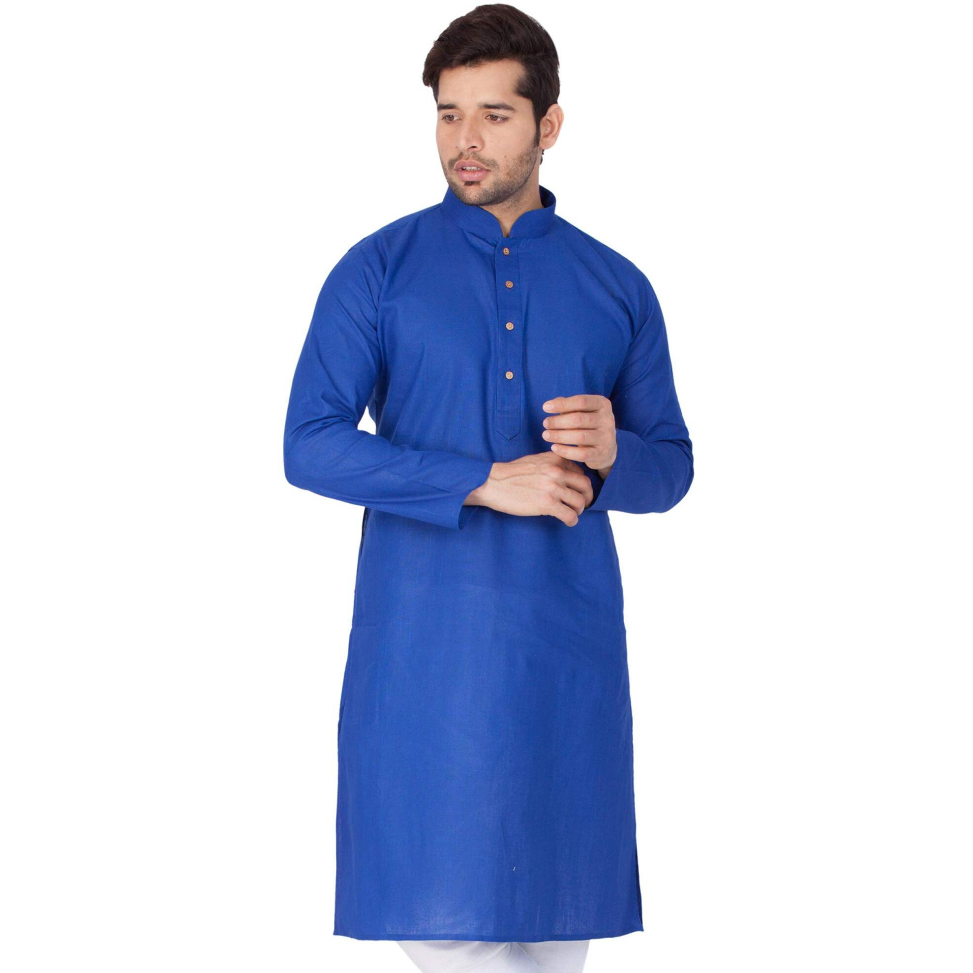 VASTRAMAY Men's Cotton Linen Kurta, Solid Design, Comfortable Fit for Casual, Ideal for Weddings, Parties, and Celebrations