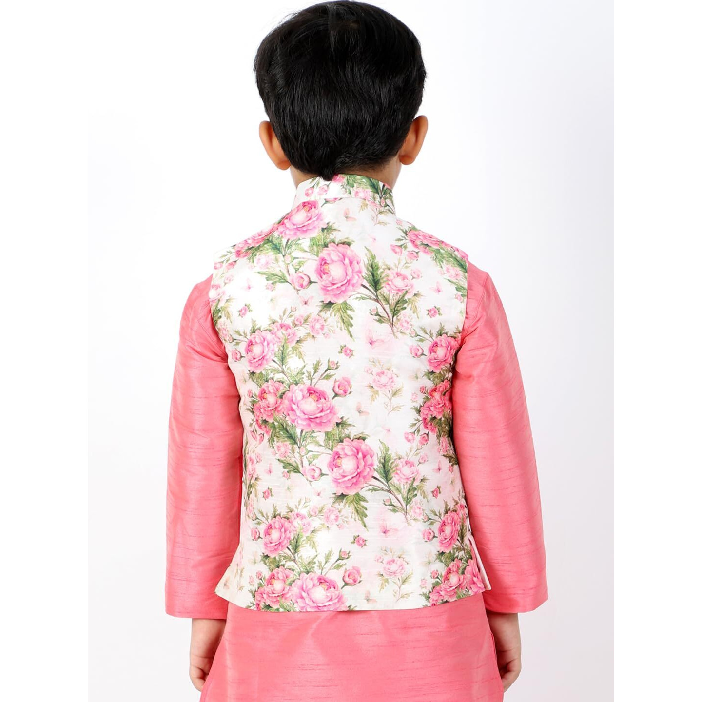 VASTRAMAY Boys' Multicolor-Base-Pink Nehru Jacket_VASBJ049_28