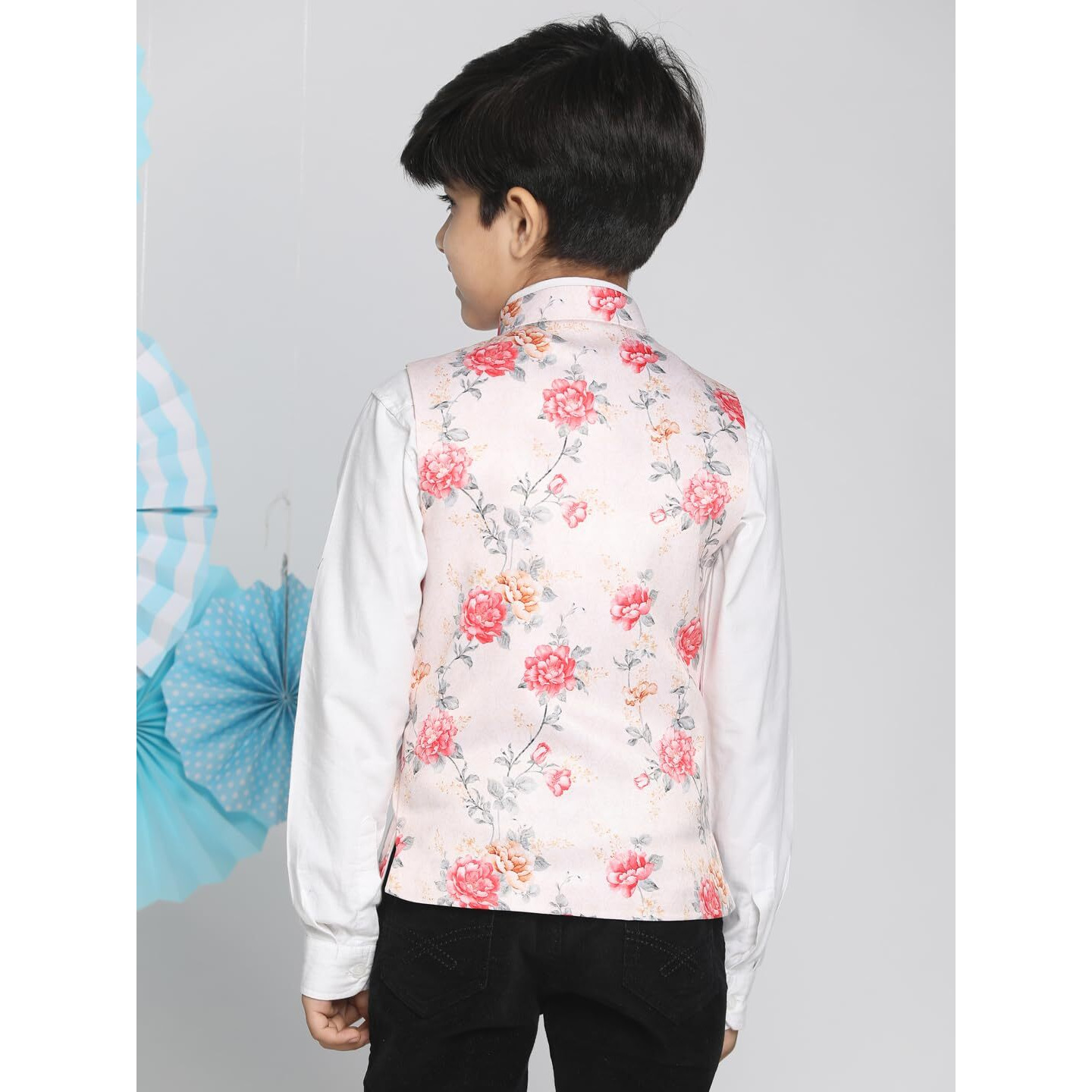 VASTRAMAY Boys' Multicolor-Base-Peach Nehru Jacket_VASBJ055PH_22