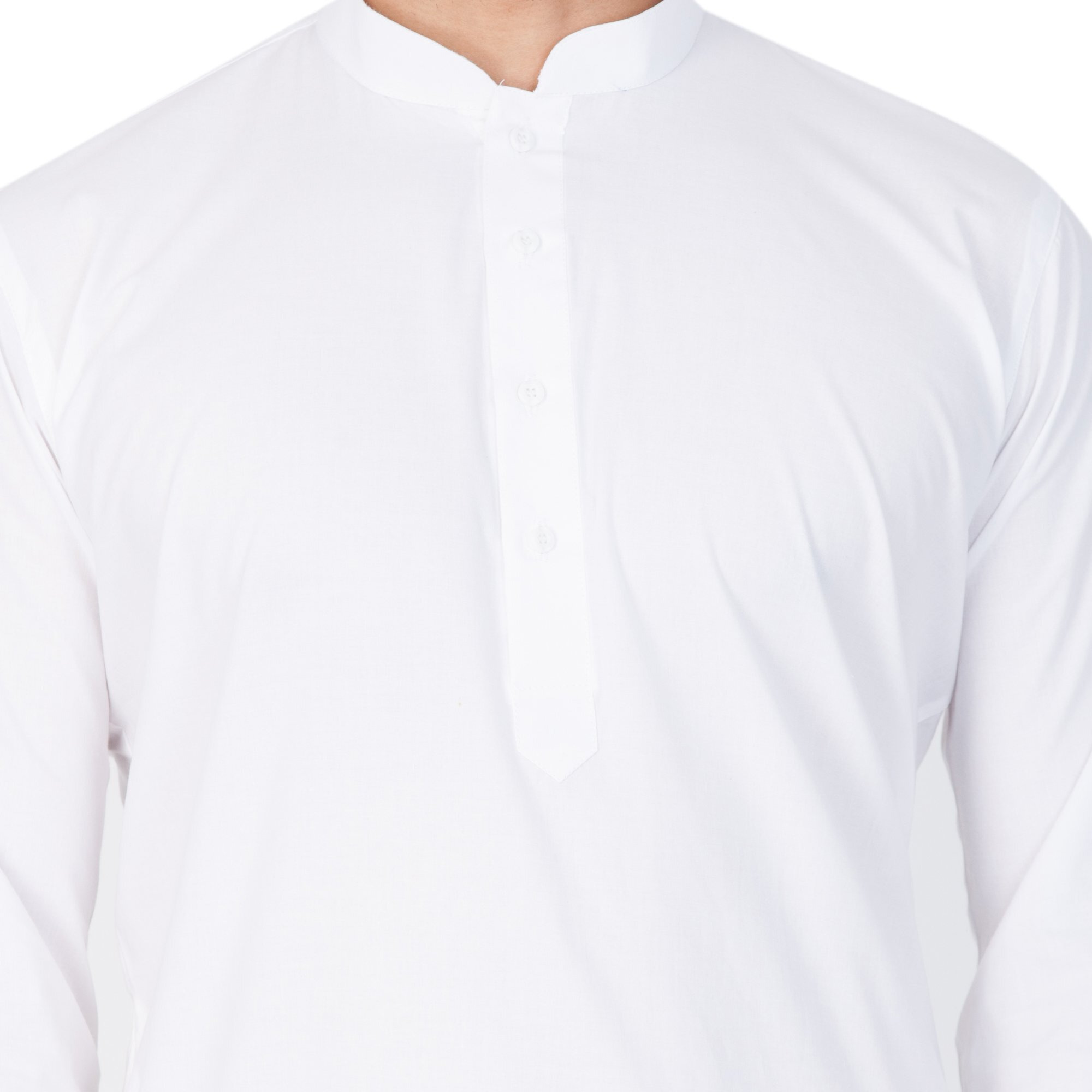 VASTRAMAY Men's White Cotton Linen Blend Kurta Pyjama Set_VASMK007WHnPLBBL_36