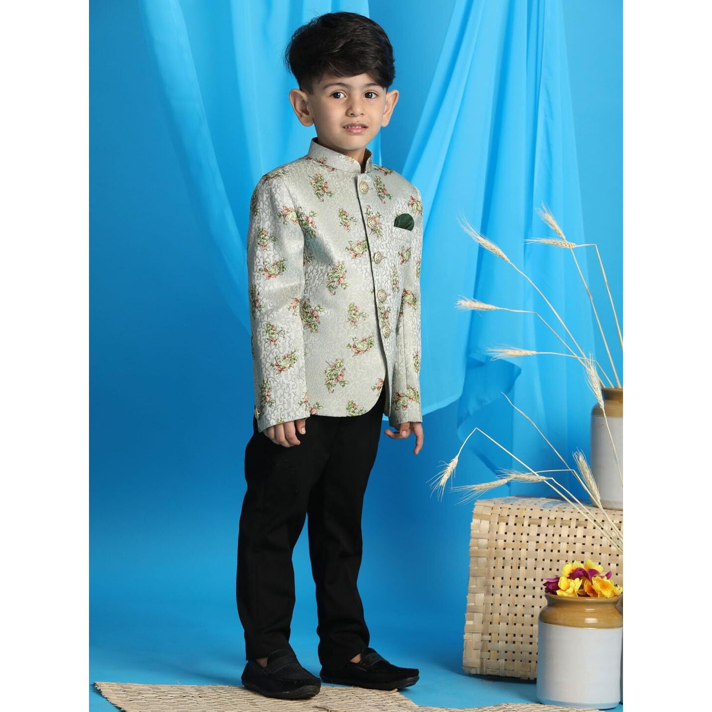 VASTRAMAY Boys' Green Floral Jodhpuri_VASBJP013GN_26