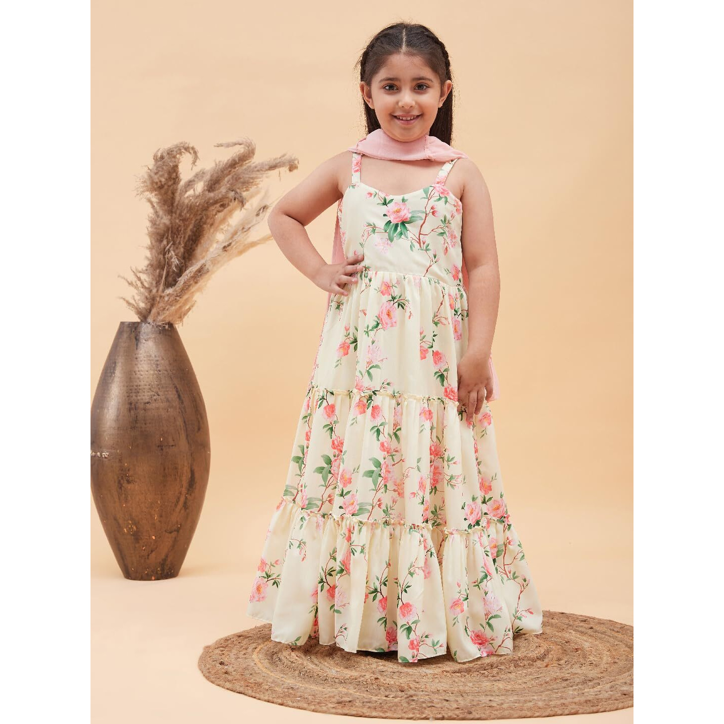 VASTRAMAY Girls' Yellow Anarkali And Dupatta Set_VASGAK001YWnD_30L