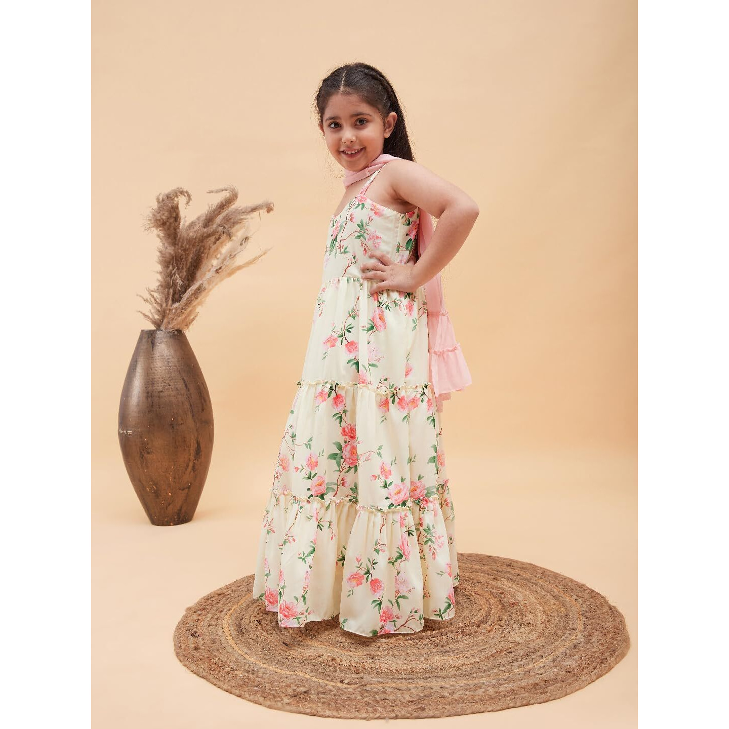 VASTRAMAY Girls' Yellow Anarkali And Dupatta Set_VASGAK001YWnD_30L