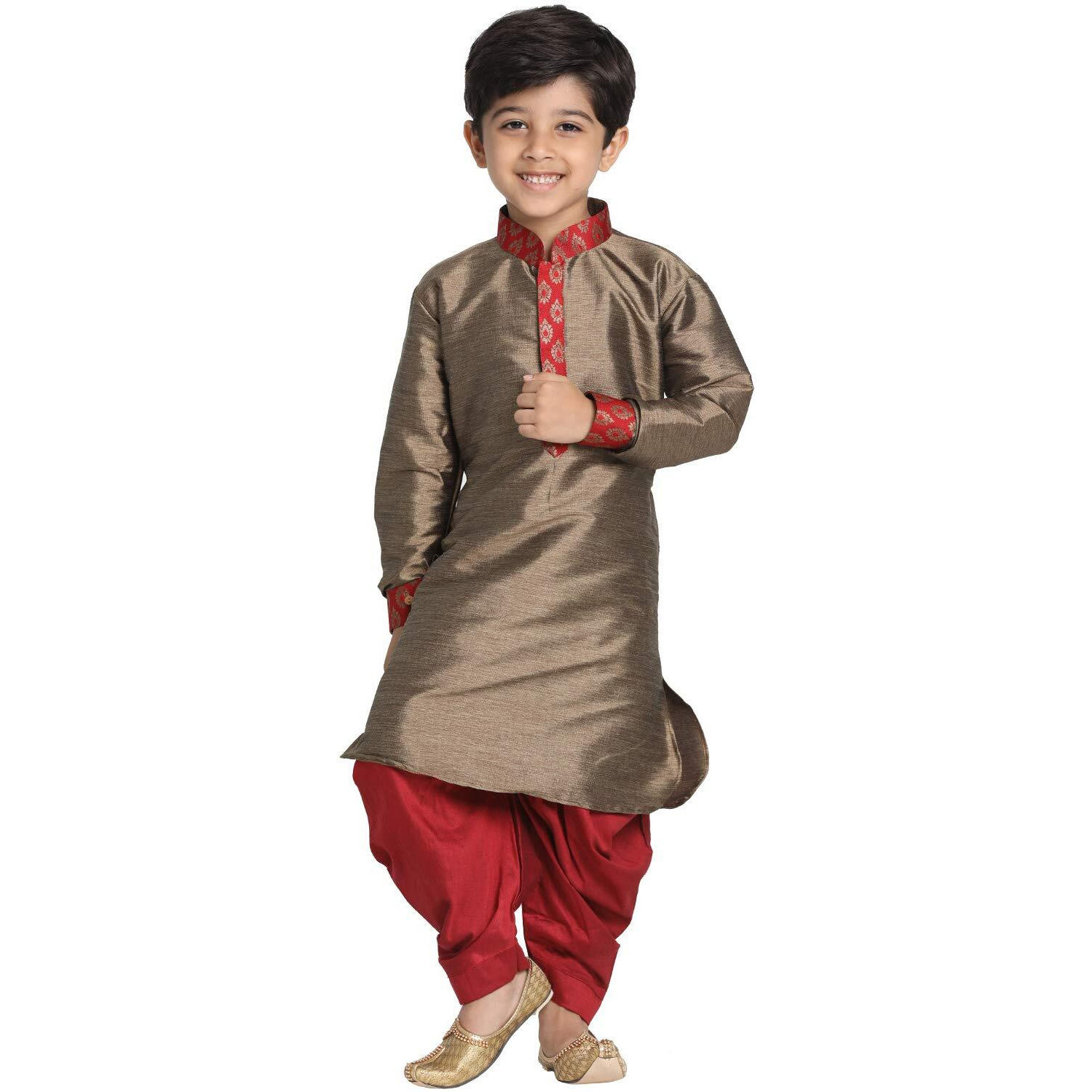 VASTRAMAY JBN Creation Boy's Silk Blend Kurta and Dhoti Pant Set