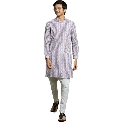 VASTRAMAY YUVA Boys' Purple And White Kurta Pyjama Set_VYUVBK210PUnPCWH_36M