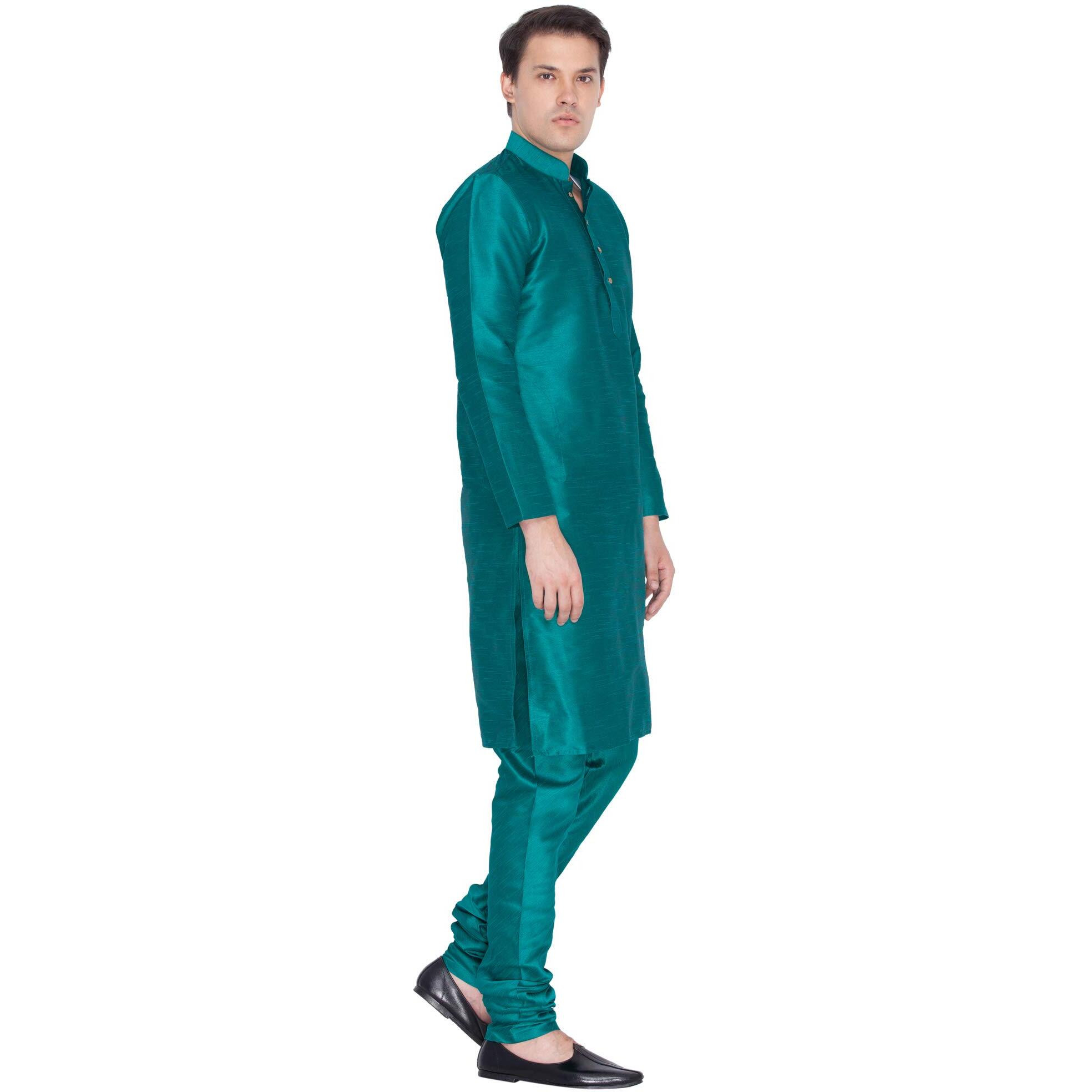 VASTRAMAY Men Cotton Kurta and Pyjama Set Ethnicwear (VASMKGN001nPGN_44 Colour Green Size 44)