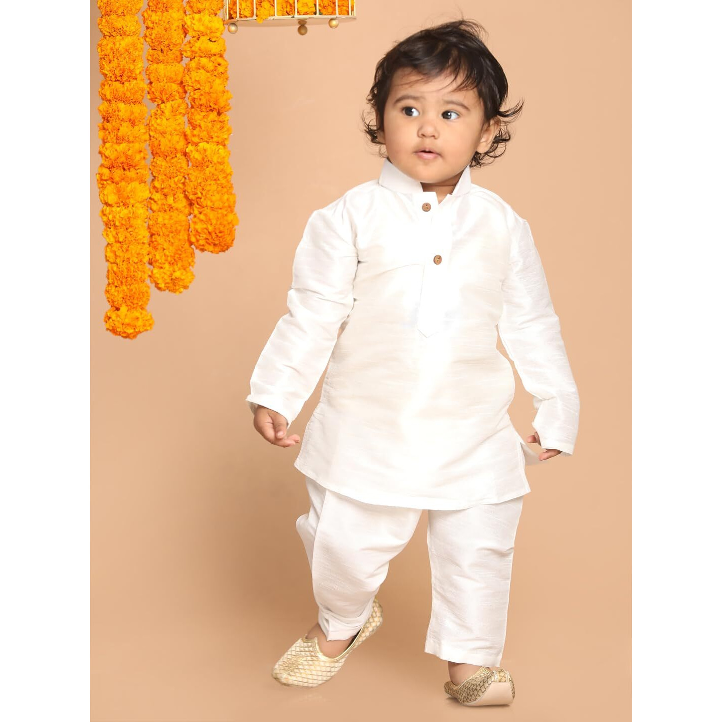 VASTRAMAY Infant Boys White Silk Blend Kurta Pyjama Set_VSHISBKWH001nPDWH_14