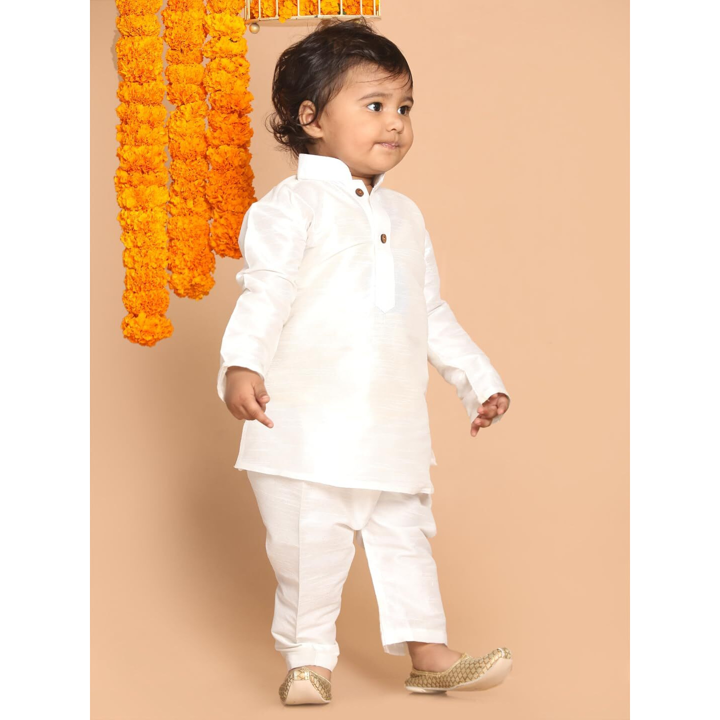 VASTRAMAY Infant Boys White Silk Blend Kurta Pyjama Set_VSHISBKWH001nPDWH_14