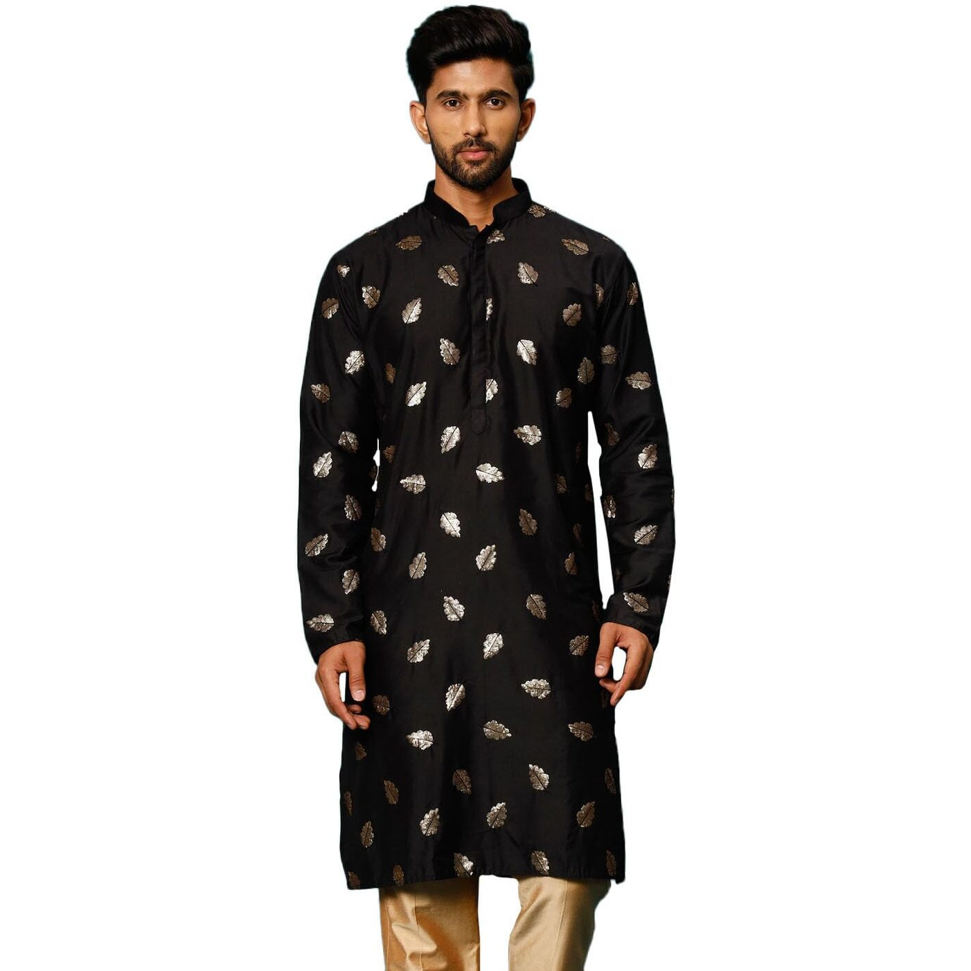 VASTRAMAY Regular Men's Black Cotton Blend Kurta (VASMK266BL_38
