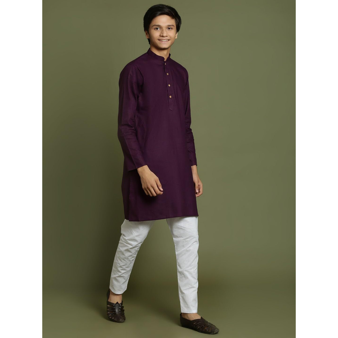VASTRAMAY YUVA Boys' Purple And White Kurta Pyjama Set_VYUVBK007PUnPCWH_36XL