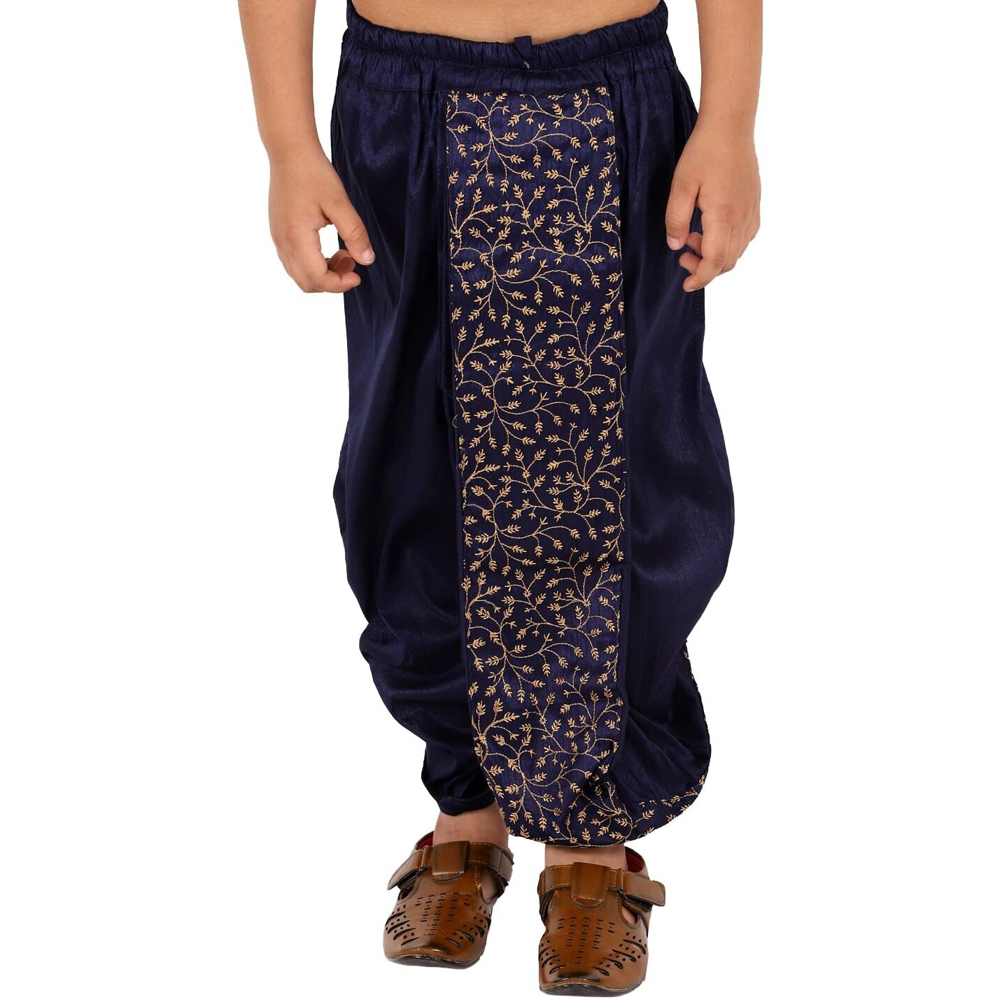 VASTRAMAY Boys' Navy Blue Traditional Embroidered Dhoti_VASBDT011NB_36