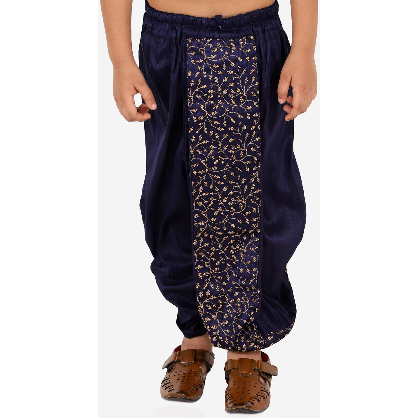 VASTRAMAY Boys' Navy Blue Traditional Embroidered Dhoti_VASBDT011NB_36