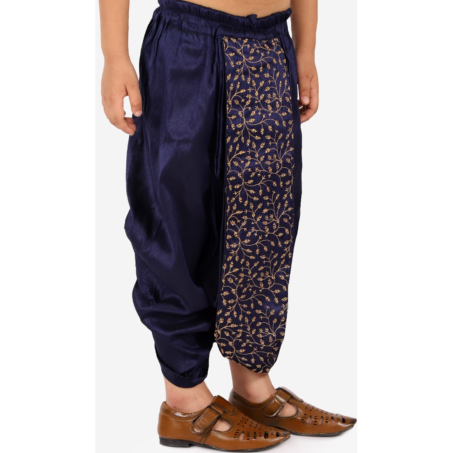 VASTRAMAY Boys' Navy Blue Traditional Embroidered Dhoti_VASBDT011NB_36