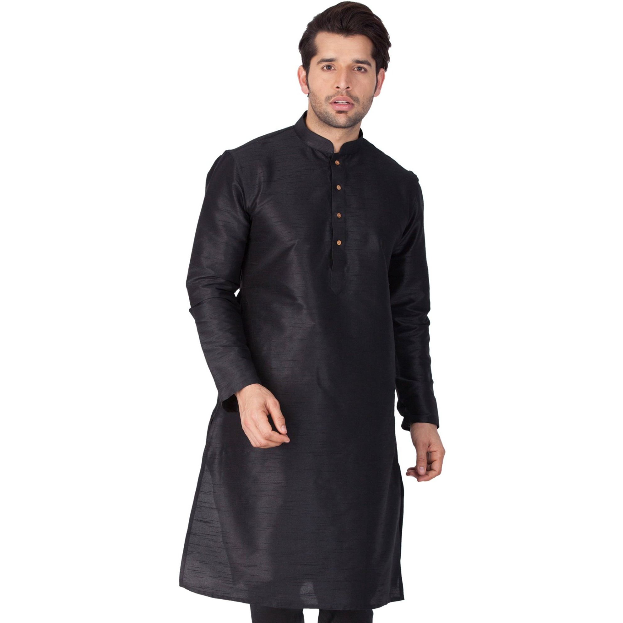 VASTRAMAY VM Mens Silk Blend Black Kurta - Elegance for Festivals & Events_VASMKBL001_52