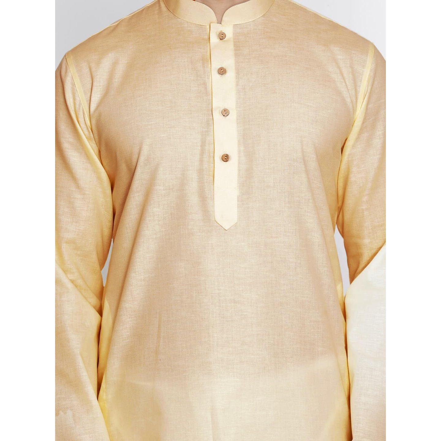 VASTRAMAY Men's Beige Cotton Linen Blend Kurta Pyjama Set_VASMK007BGnPLBCR_38