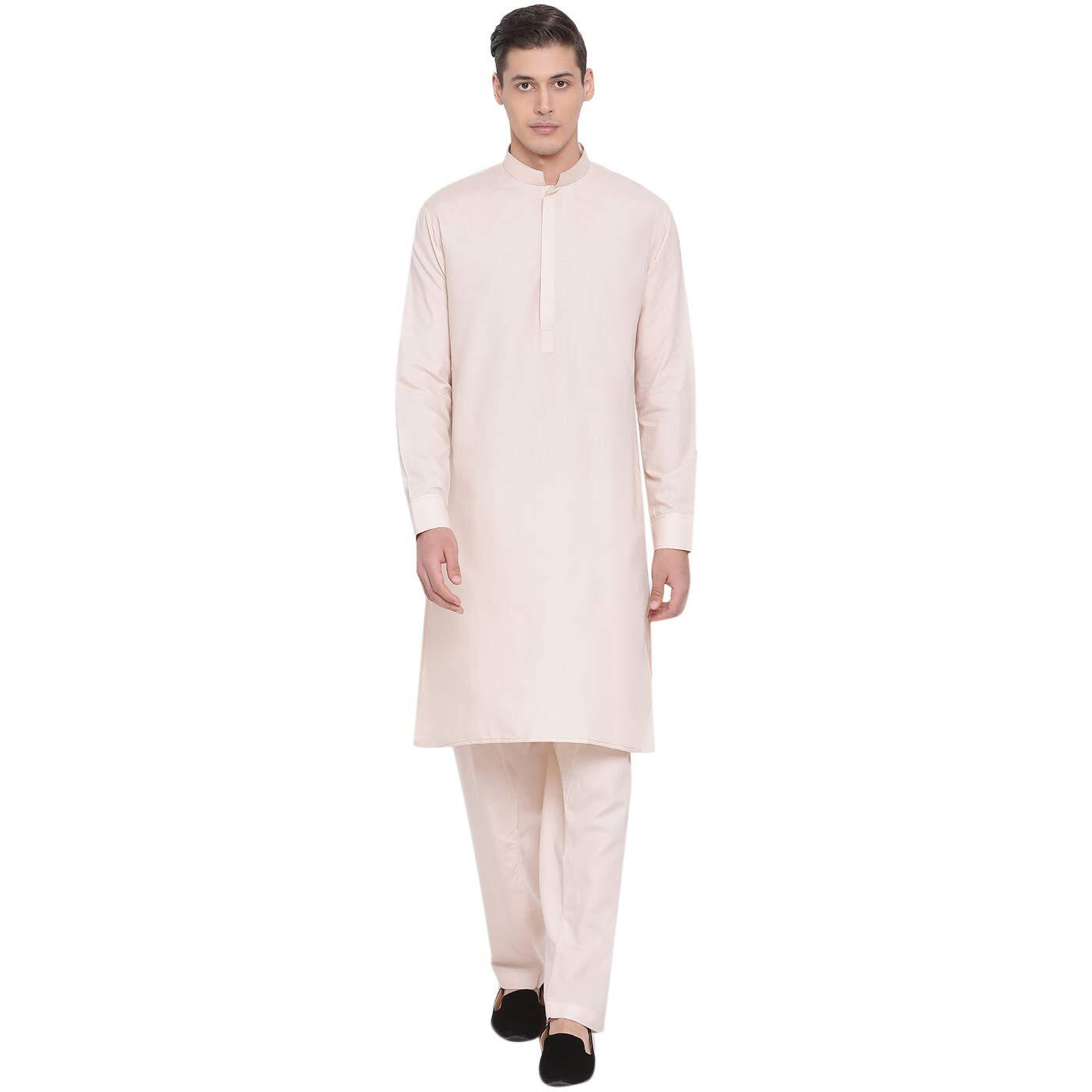VASTRAMAY Men's Cream Cotton Blend Kurta Pyjama Set_VASMK096CRnP_38