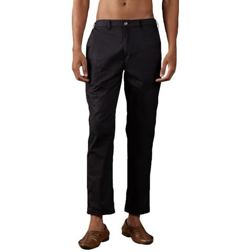 VASTRAMAY Men's Black Cotton Pant Style Pyjama | Cotton Lycra Black Pant Style Pyjama With Elastic Waistband And Pockets - Comfortable for Weddings, Festivals