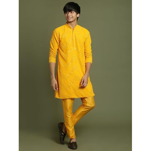 VASTRAMAY YUVA Boys' Yellow Kurta Pyjama Set_VYUVBK133YWnVPYW_36XL