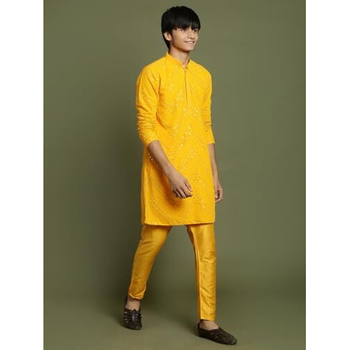 VASTRAMAY YUVA Boys' Yellow Kurta Pyjama Set_VYUVBK133YWnVPYW_36XL