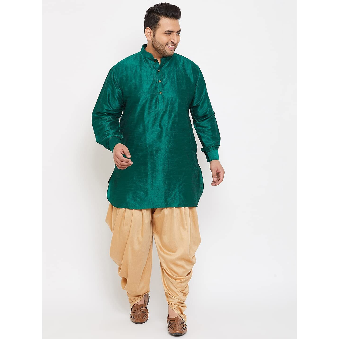 VASTRAMAY Plus Men's Aqua Blue Silk Blend Kurta (VPLUSMK001AQ_44)