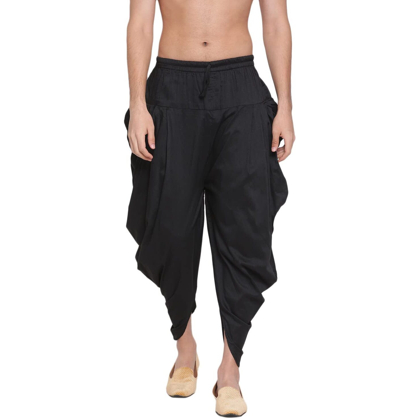 VASTRAMAY Men's Black Silk Blend Dhoti (VASMCD002BL_Size-Free_Black)