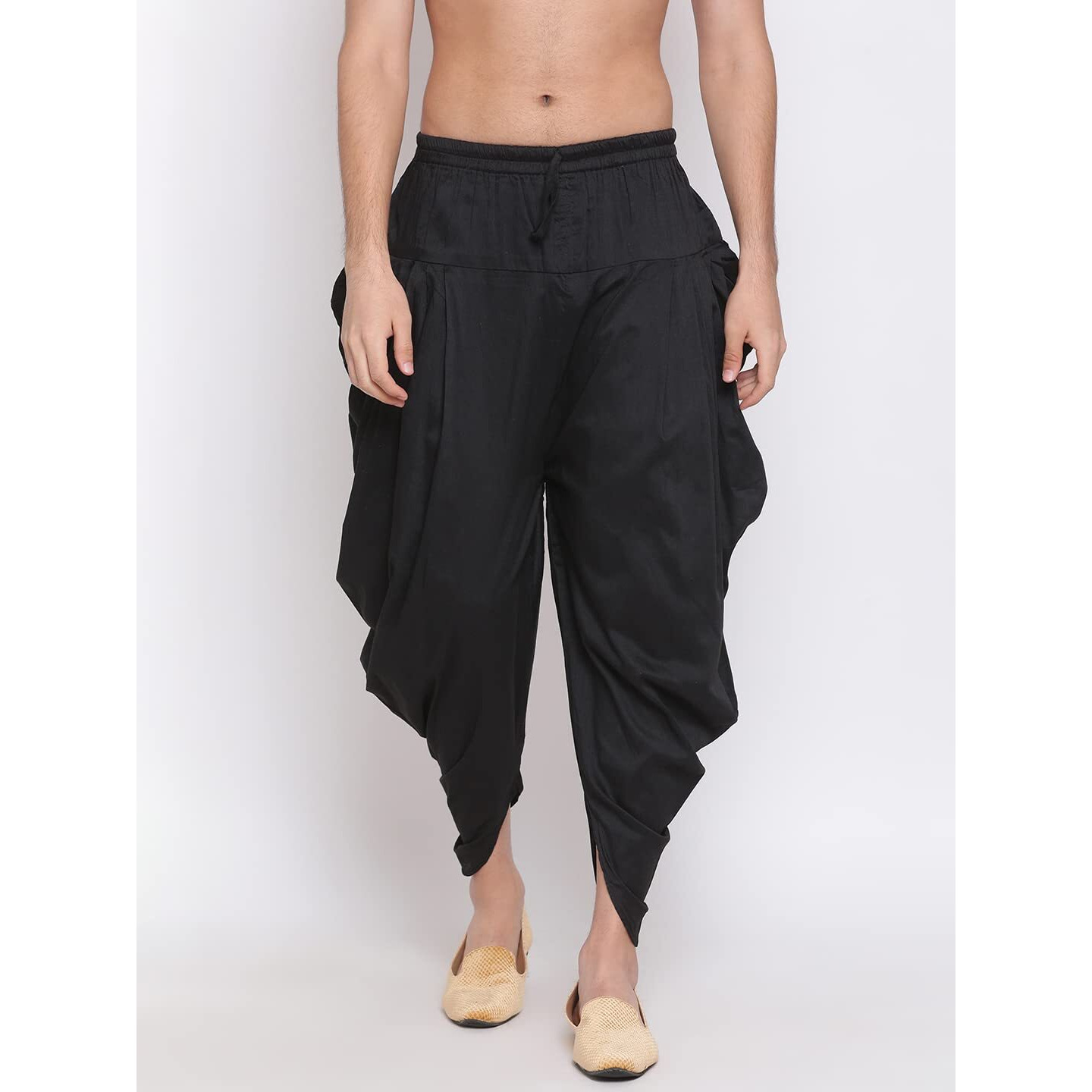 VASTRAMAY Men's Black Silk Blend Dhoti (VASMCD002BL_Size-Free_Black)