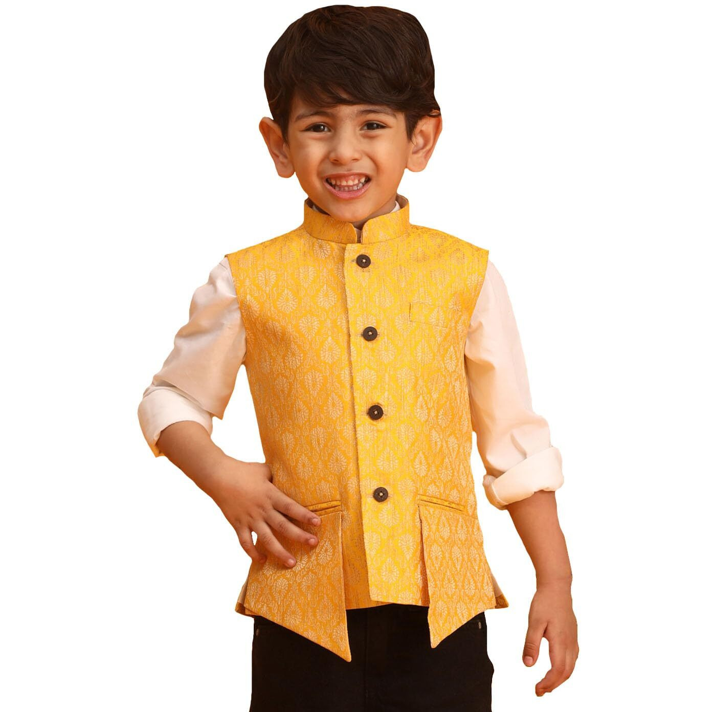 VASTRAMAY Boys' Yellow Nehru Jacket_VASBJ073YW_36