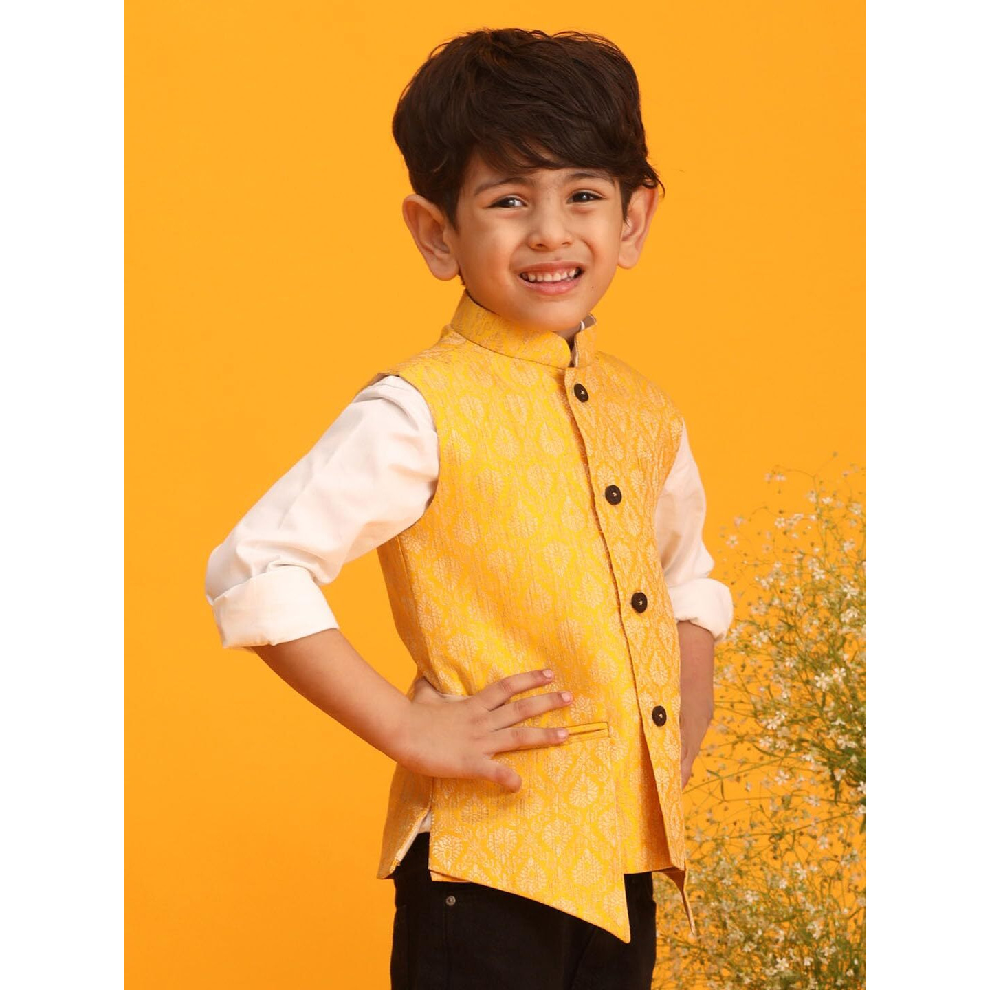 VASTRAMAY Boys' Yellow Nehru Jacket_VASBJ073YW_36