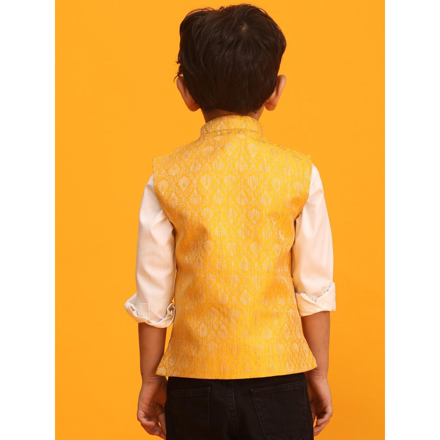 VASTRAMAY Boys' Yellow Nehru Jacket_VASBJ073YW_36