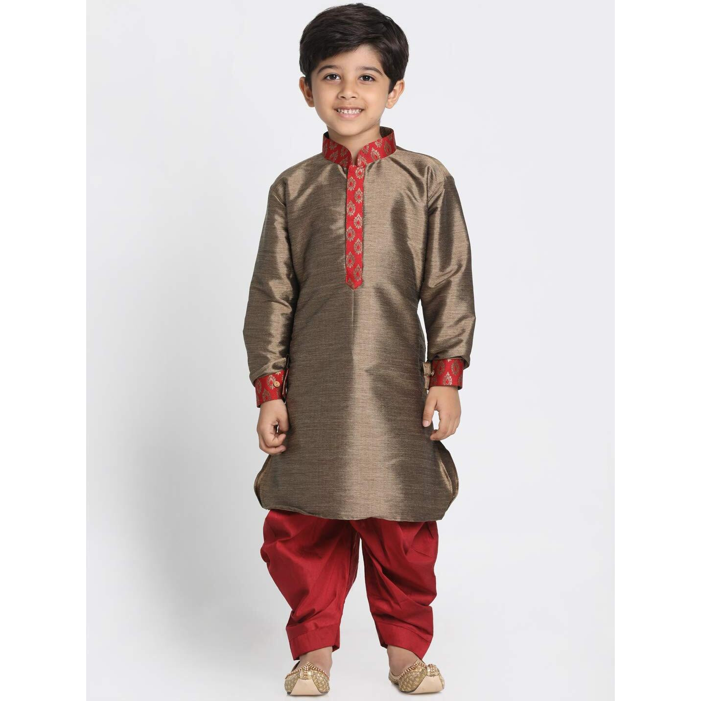 VASTRAMAY JBN Creation Boys Silk Blend Kurta and Dhoti Pant Set
