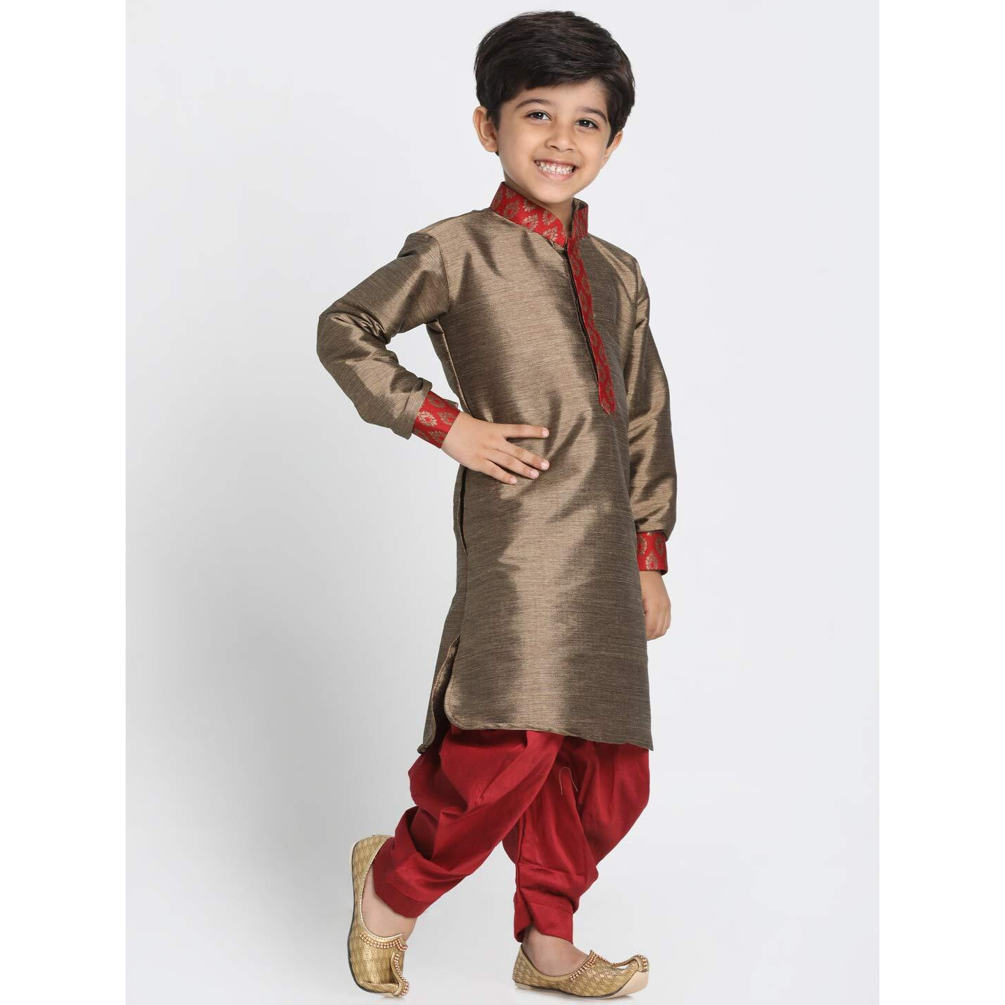 VASTRAMAY JBN Creation Boys Silk Blend Kurta and Dhoti Pant Set