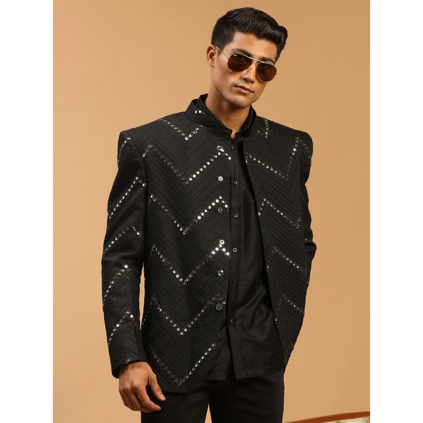 VASTRAMAY Men's Casual (VSHRMJP015BLnMSH031BL_Black