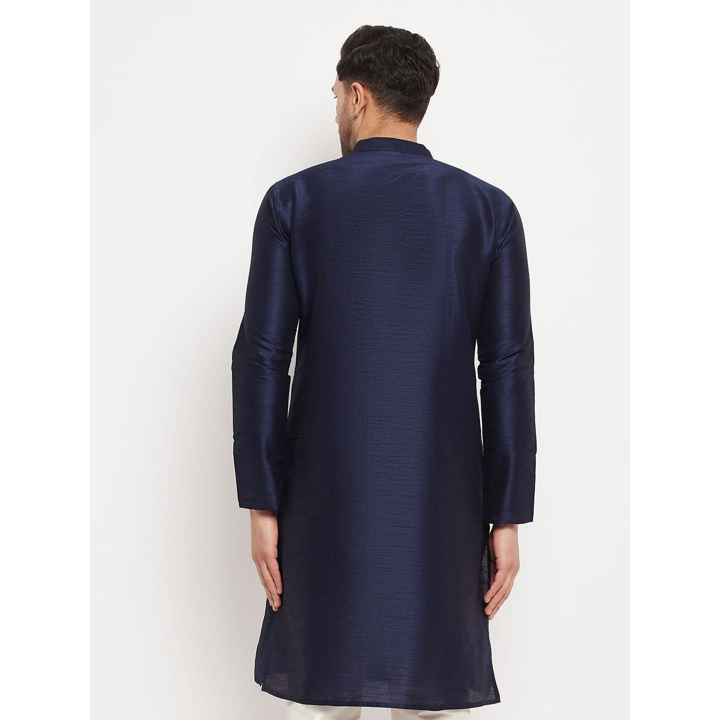 VASTRAMAY VM Mens Silk Blend Navy Blue Kurta - Elegance for Festivals & Events_VASMKNB001_50