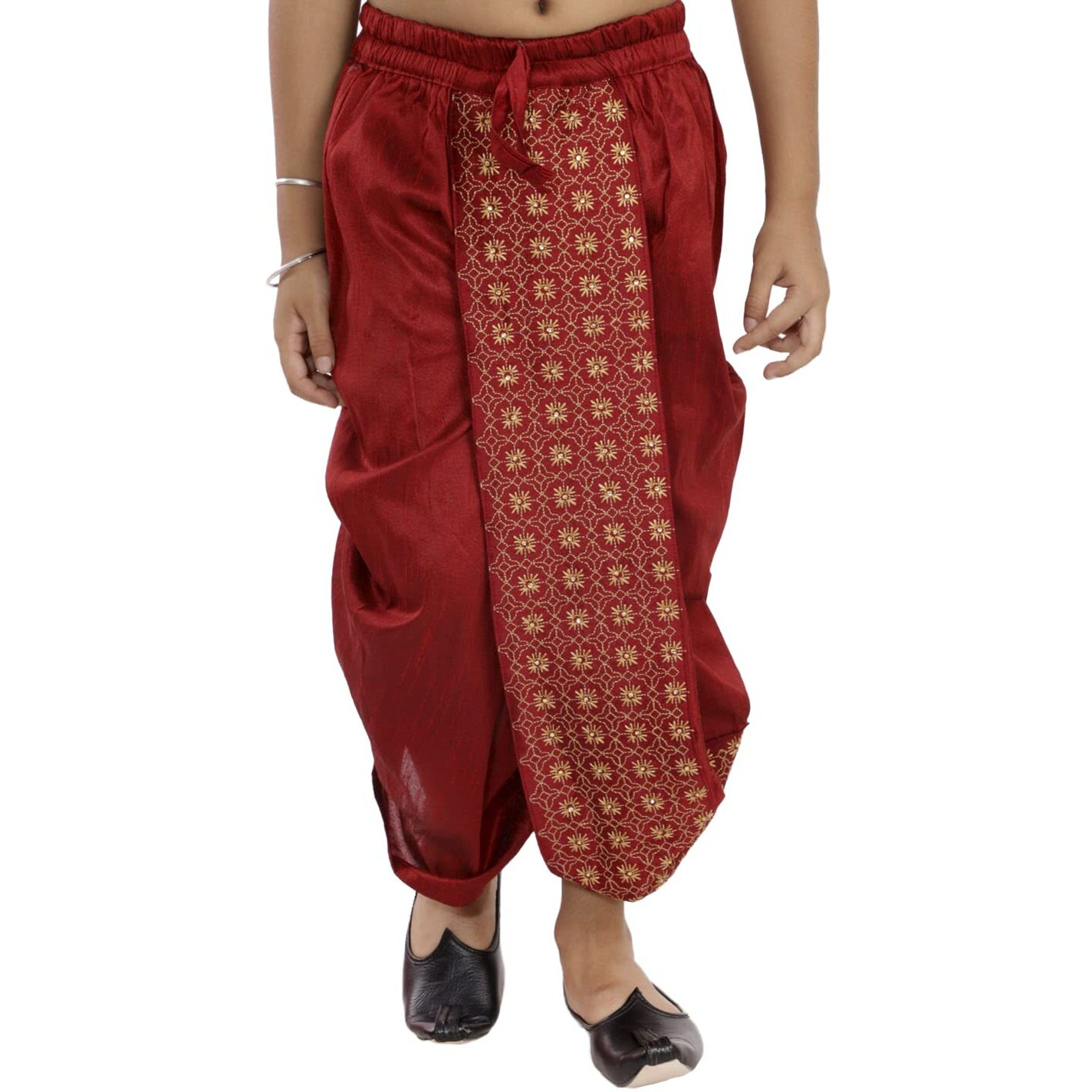 VASTRAMAY Boys' Maroon Traditional Embroidered Dhoti_VASBDT010MA_22