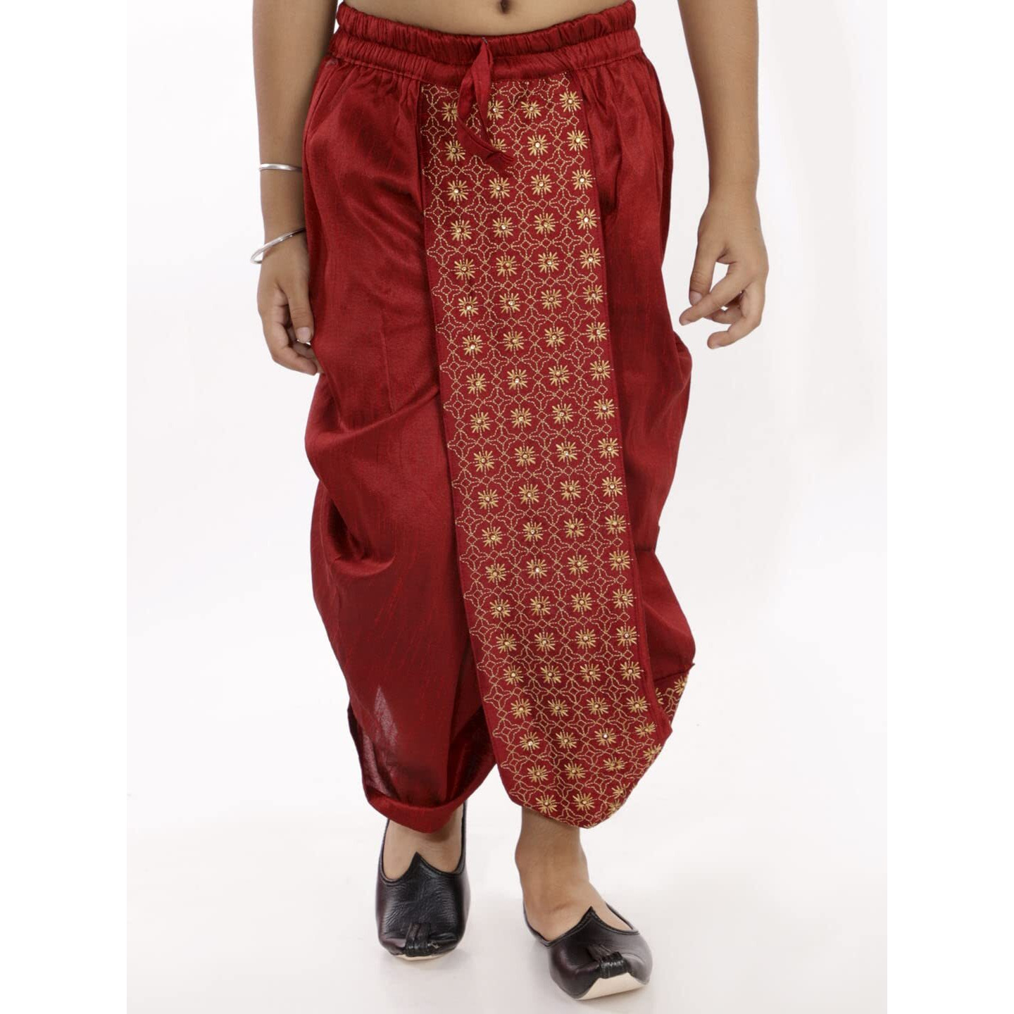 VASTRAMAY Boys' Maroon Traditional Embroidered Dhoti_VASBDT010MA_22