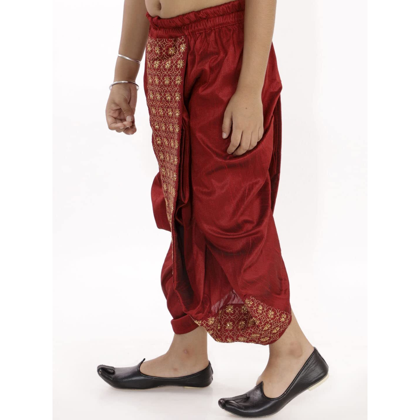 VASTRAMAY Boys' Maroon Traditional Embroidered Dhoti_VASBDT010MA_22