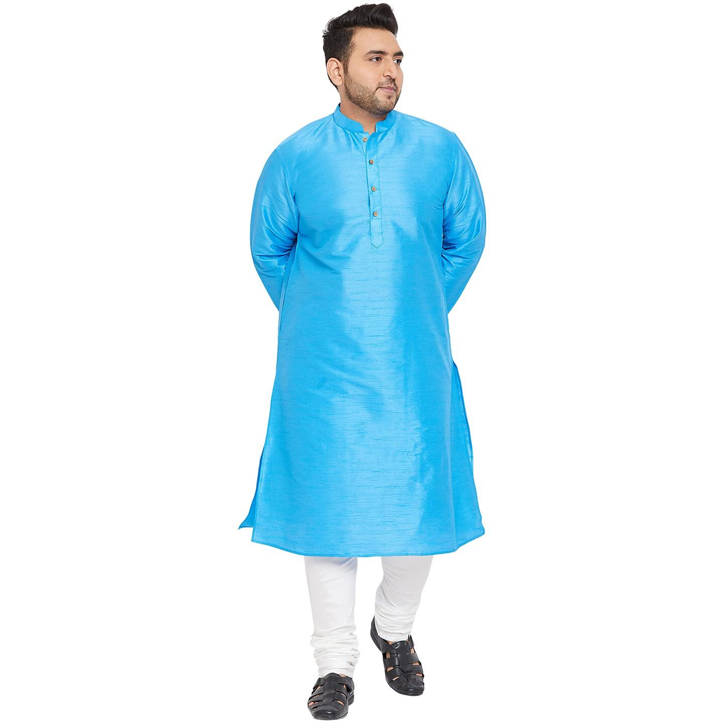 VASTRAMAY Plus Size Men's Silk Blend Kurta Set-New