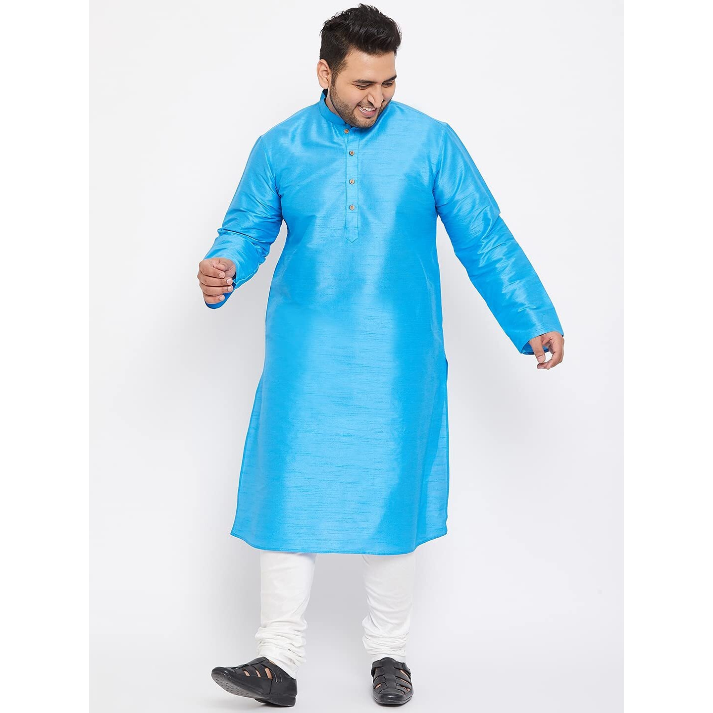 VASTRAMAY Plus Size Men's Silk Blend Kurta Set-New
