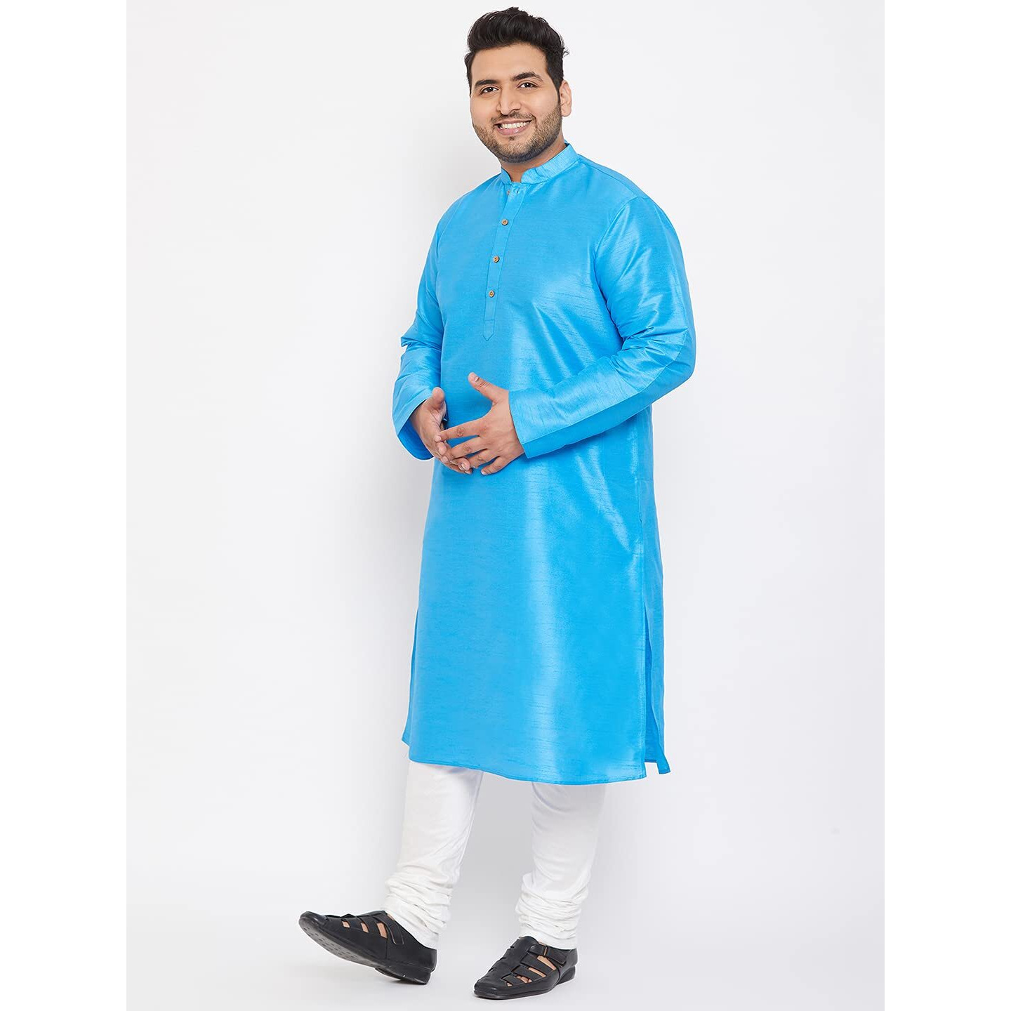 VASTRAMAY Plus Size Men's Silk Blend Kurta Set-New