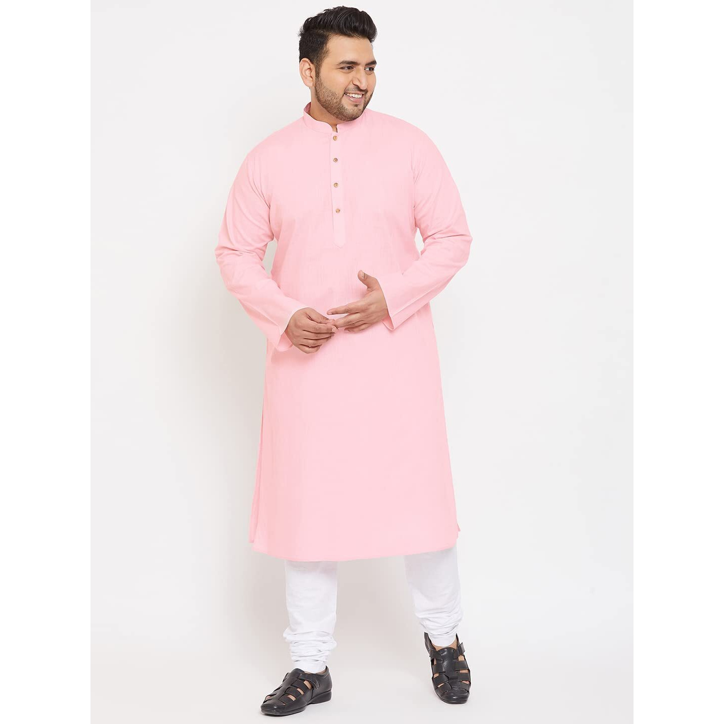 VASTRAMAY Plus Size Men's Aqua Blue Silk Blend Kurta (VPlus SizeMK001AQ_44)