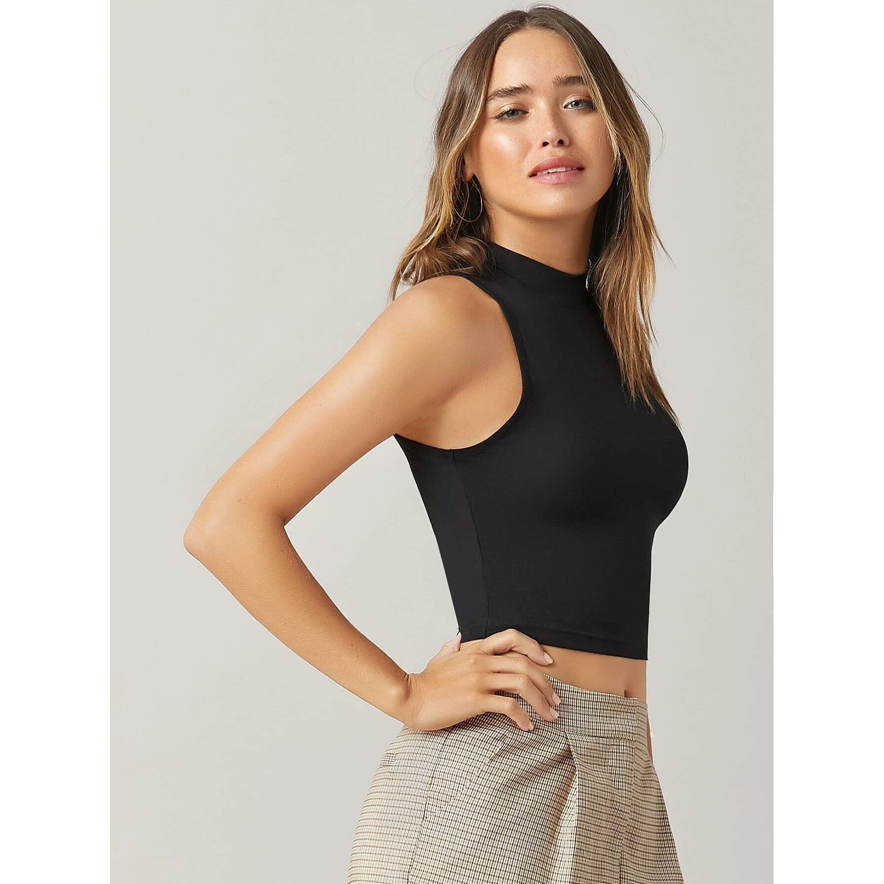 Wedani Women's Soild Tank Top (X-Large, Black)