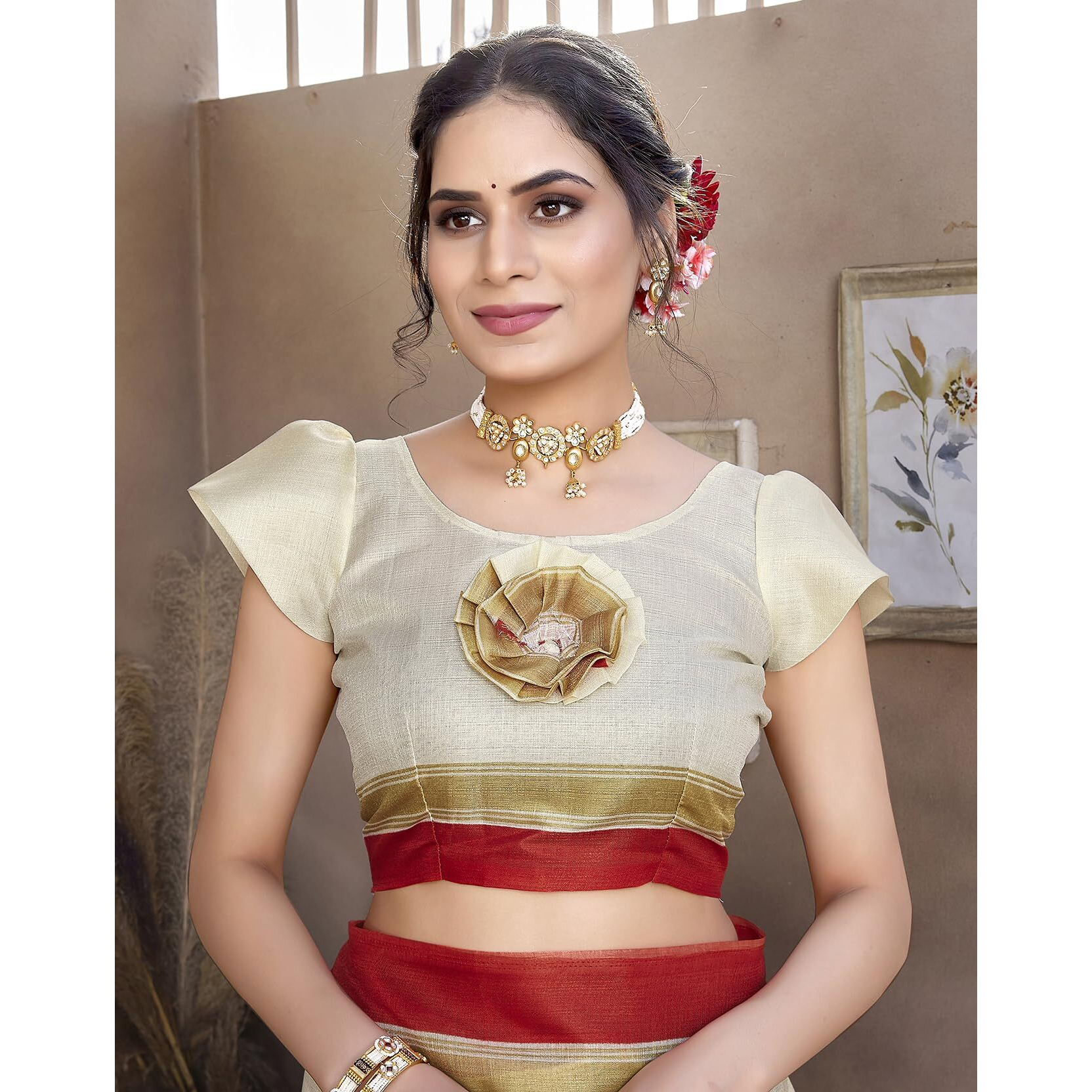 Yashika Women's Art Silk Saree Printed Saree With Unstitched Blouse Material - Suitable For All Indian Occasions and Festivals (AZ-YS-OG-KALAMKARI 11 RED)